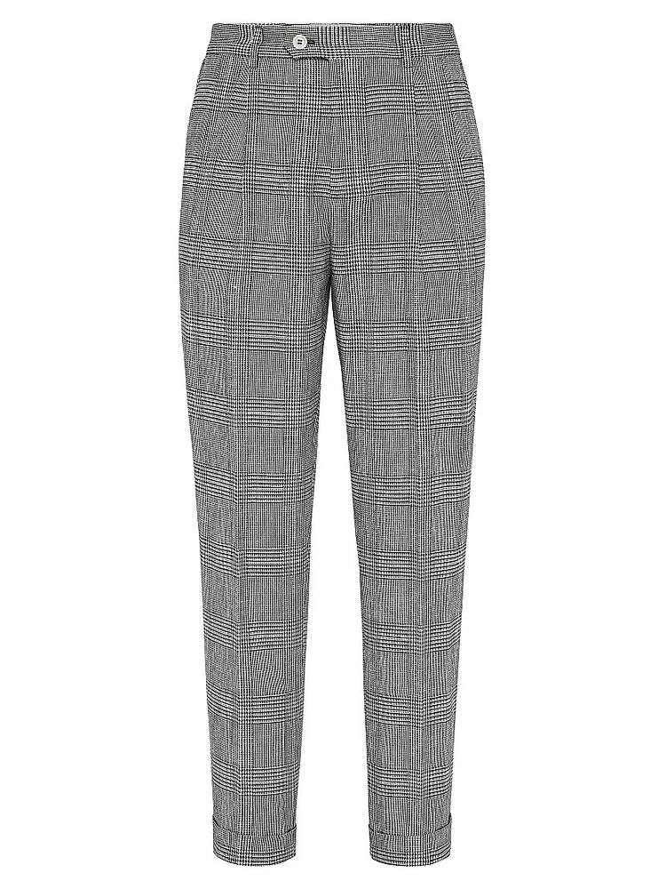 Prince of Wales Leisure Fit Trousers with Pleat