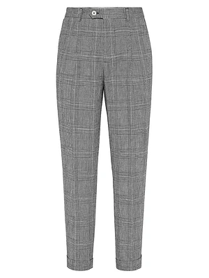 Prince of Wales Leisure Fit Trousers with Pleat