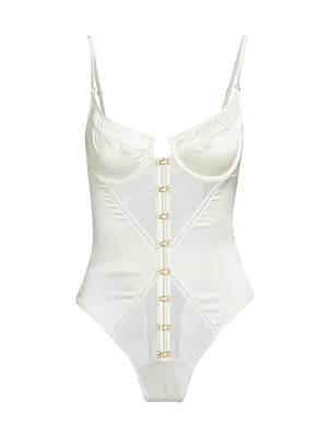 Temptress Stretch Silk-Tulle Underwire Bodysuit