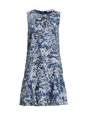 Mue Eyelet Printed Minidress