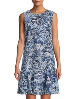 Mue Eyelet Printed Minidress