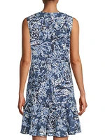Mue Eyelet Printed Minidress