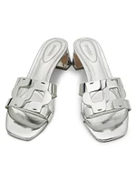 Monogram 50MM Metallic Leather Block-Heel Sandals