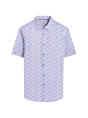 OohCotton Miles Leaf-Print Stretch-Cotton Shirt