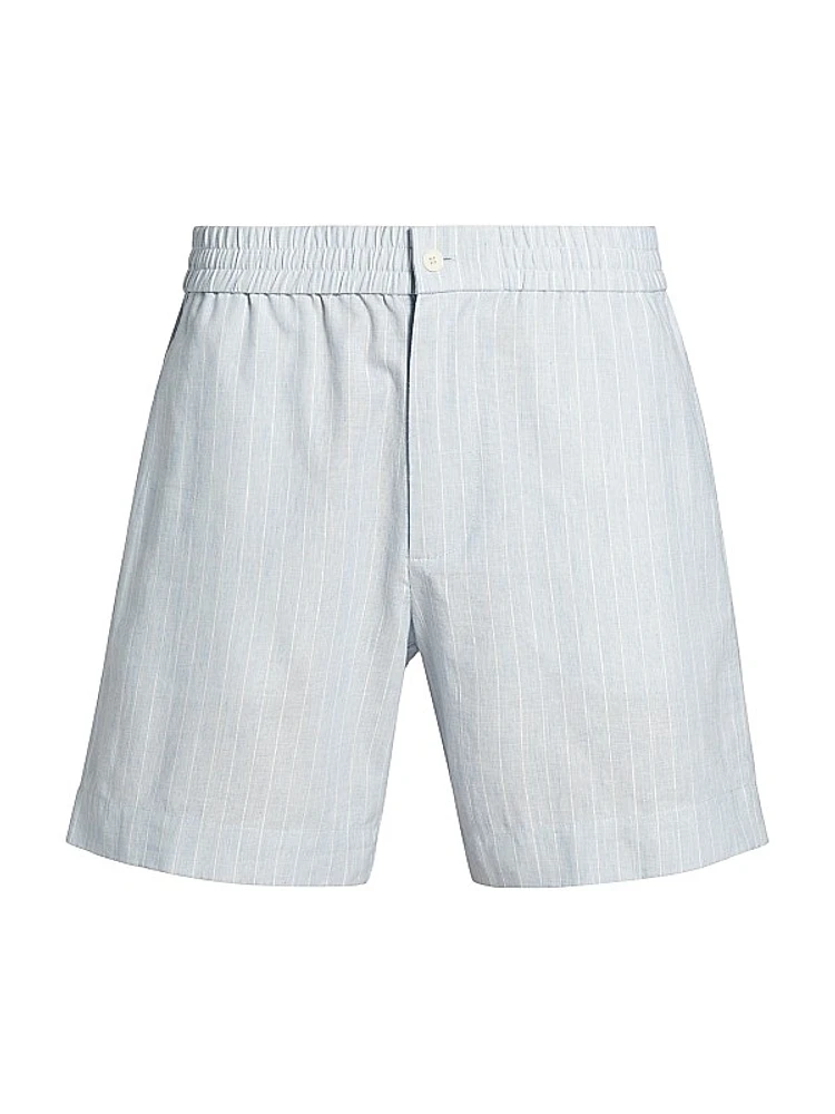 Sebastion Pinstriped Cotton & Linen Shorts