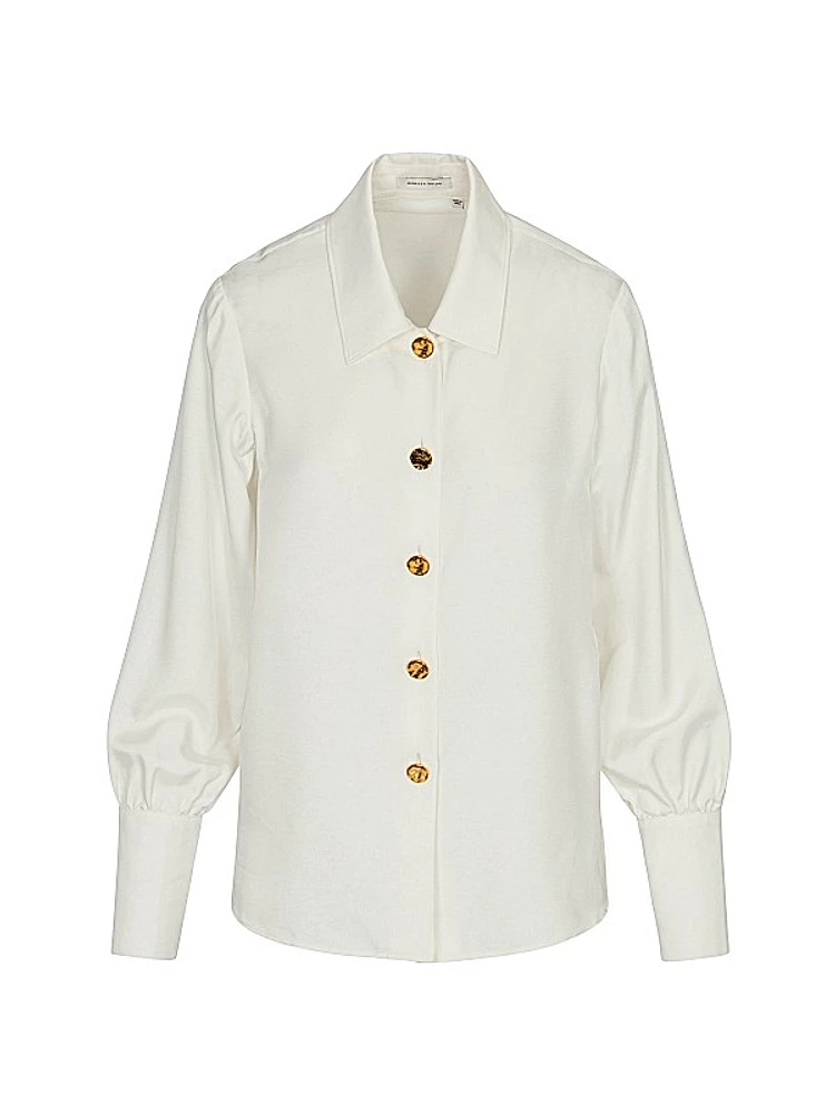 Novelty Silk Button-Front Shirt