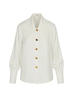 Novelty Silk Button-Front Shirt