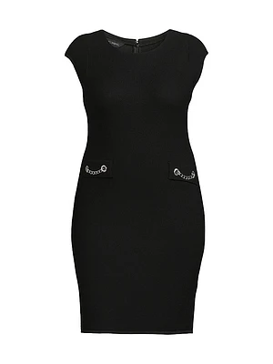 Plus Embellished Cap-Sleeve Sheath Dress