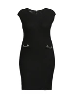 Plus Embellished Cap-Sleeve Sheath Dress