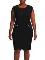 Plus Embellished Cap-Sleeve Sheath Dress