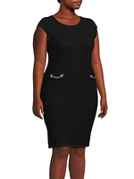 Plus Embellished Cap-Sleeve Sheath Dress