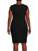 Plus Embellished Cap-Sleeve Sheath Dress