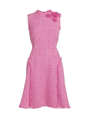 Floral Bouclé Knee-Length Dress