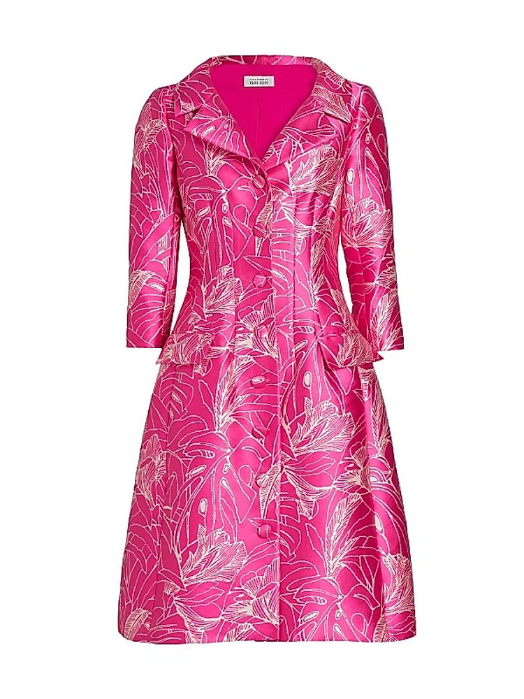 Floral Jacquard Coat Dress