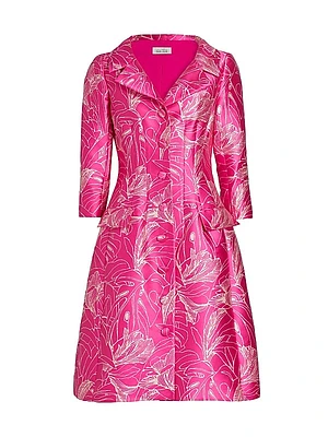 Floral Jacquard Coat Dress
