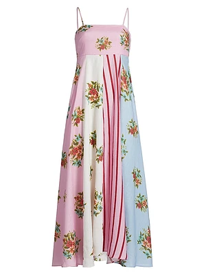Lucille Belted Floral Linen Shirtdress