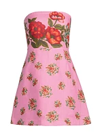 Beatrix Floral Linen Strapless A-Line Minidress