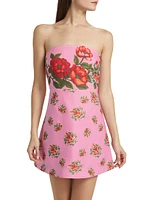 Beatrix Floral Linen Strapless A-Line Minidress