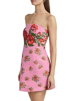 Beatrix Floral Linen Strapless A-Line Minidress