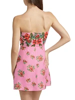 Beatrix Floral Linen Strapless A-Line Minidress