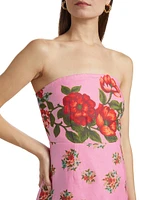 Beatrix Floral Linen Strapless A-Line Minidress