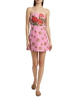 Beatrix Floral Linen Strapless A-Line Minidress