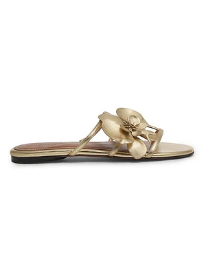Orchid Metallic Leather Slide Sandals