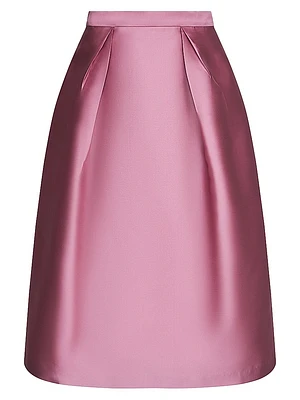 Kendall Pleated Satin Midi-Skirt