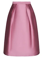 Kendall Pleated Satin Midi-Skirt