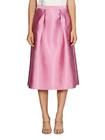 Kendall Pleated Satin Midi-Skirt