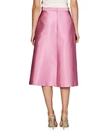 Kendall Pleated Satin Midi-Skirt