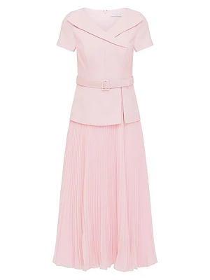 Mila Stretch-Bouclé Belted Floor-Length Dress
