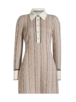 Carolina Sequined Knit Long-Sleeve Minidress