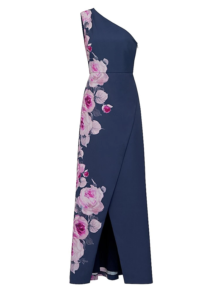Carissa Floral One-Shoulder Gown