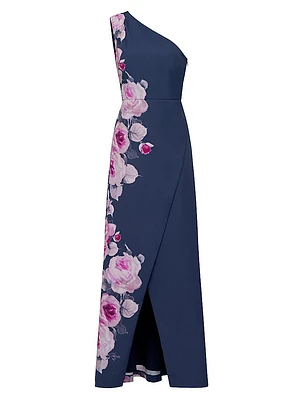 Carissa Floral One-Shoulder Gown