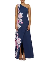 Carissa Floral One-Shoulder Gown