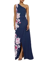 Carissa Floral One-Shoulder Gown