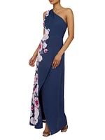 Carissa Floral One-Shoulder Gown