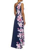 Carissa Floral One-Shoulder Gown