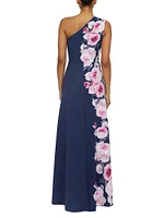 Carissa Floral One-Shoulder Gown