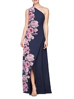 Carissa Floral One-Shoulder Gown