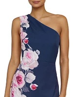Carissa Floral One-Shoulder Gown