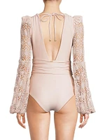Seashell Plunging V-Neck Swimsuit