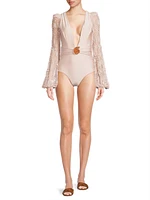 Seashell Plunging V-Neck Swimsuit