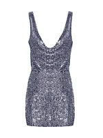 Lydia Sequined Silk Cowlneck Minidress