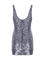 Lydia Sequined Silk Cowlneck Minidress