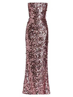 Farah Sequined Strapless Gown