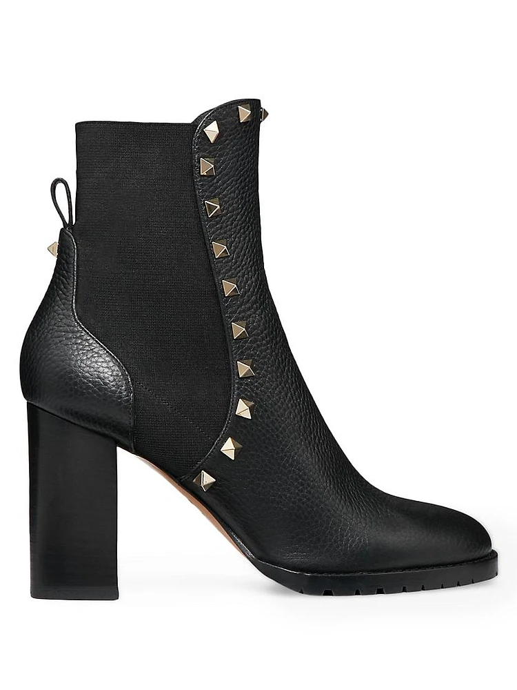 Rockstud 80MM Grainy Calfskin Ankle Boots