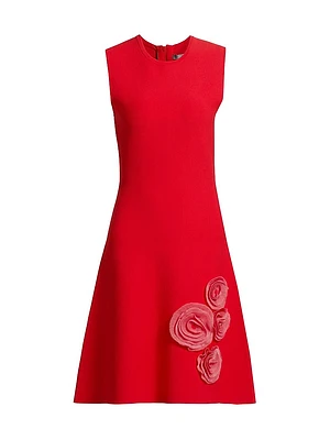 Penelope 3D Floral Tulle-Embellished Midi-Dress