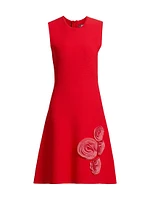 Penelope 3D Floral Tulle-Embellished Midi-Dress